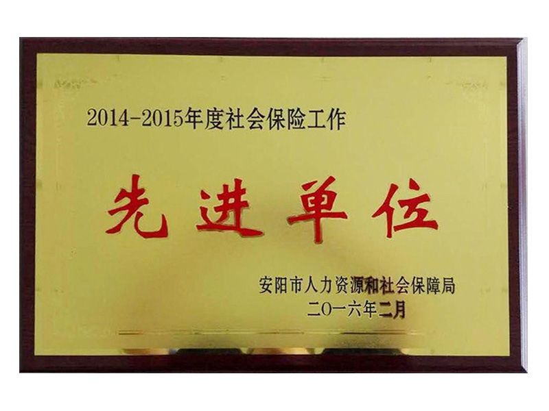 2015年社會(huì)保險(xiǎn)工作先 進(jìn)單位